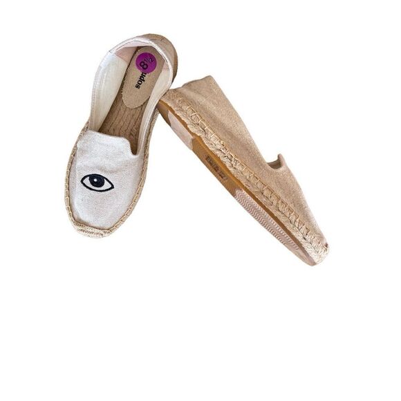 Soludos Womens Tan Embroidered Wink Jute Sole The Smoking Slipper Size 8.5 - Picture 2 of 8